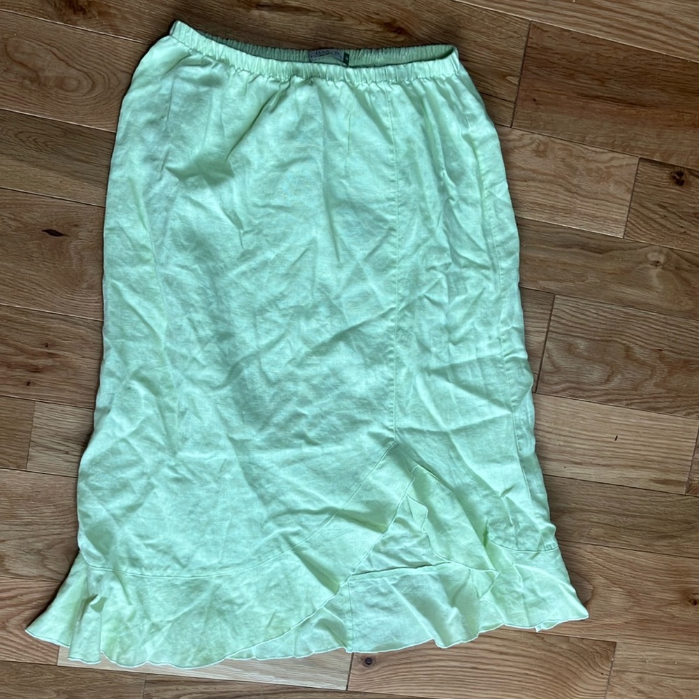 Chalet Light Green linen Midi Skirt sz medium